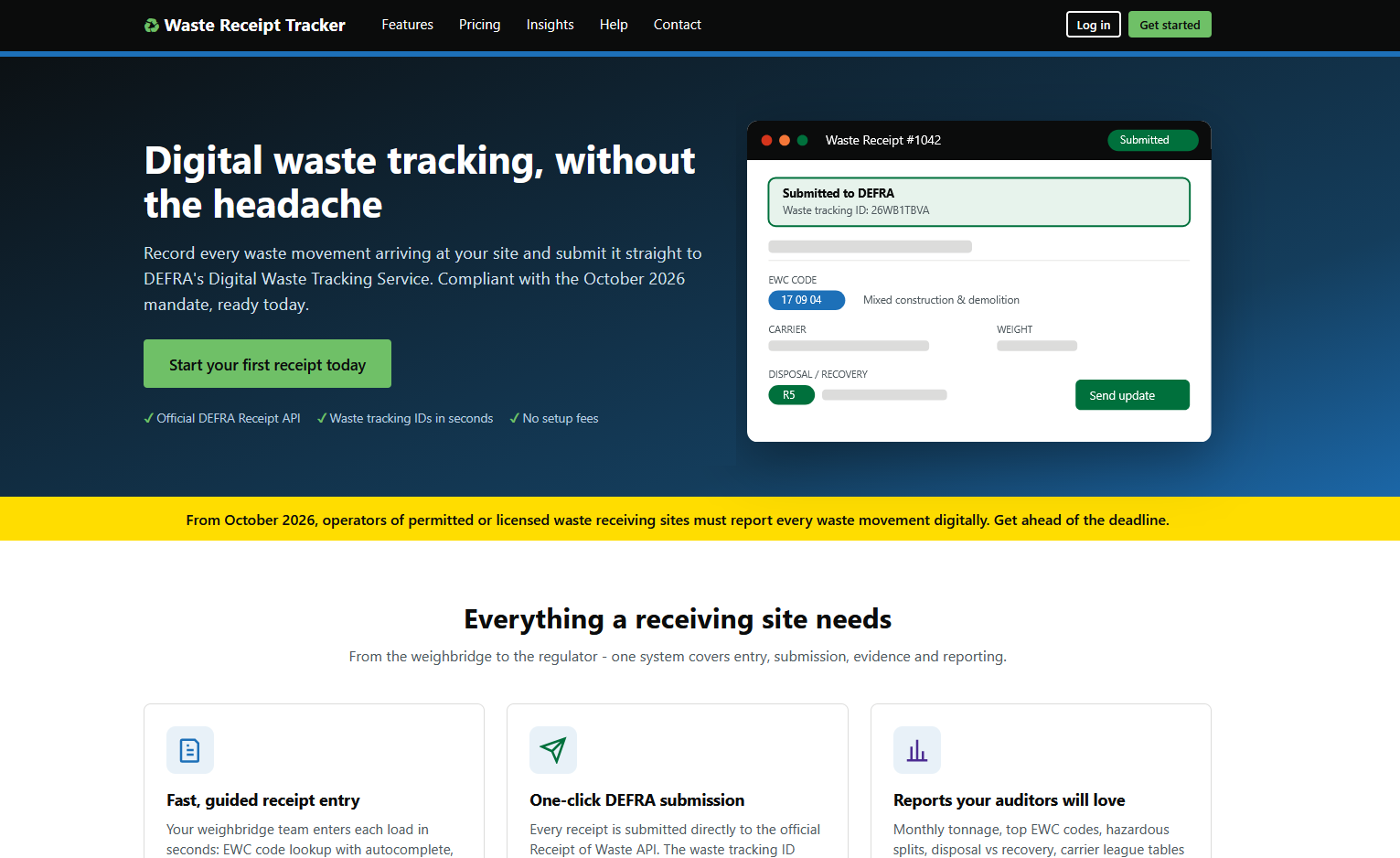 WasteReceipt website screenshot